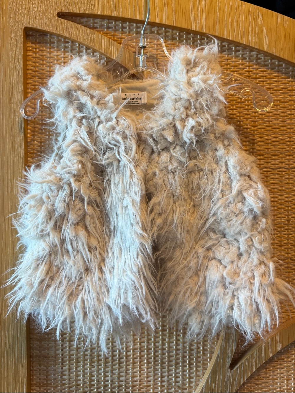 Little Earth Plush Faux Fur Vest in Beige